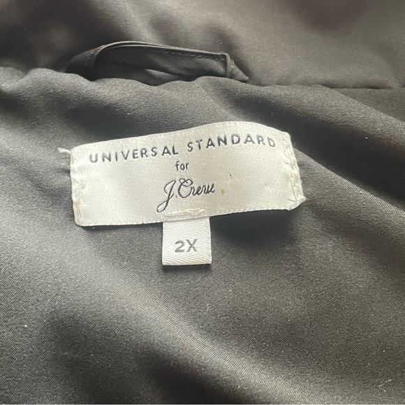 Universal Standard J Crew Black Chevron Puffer Jacket 2X Neutral Warm Classic - Picture 7 of 11